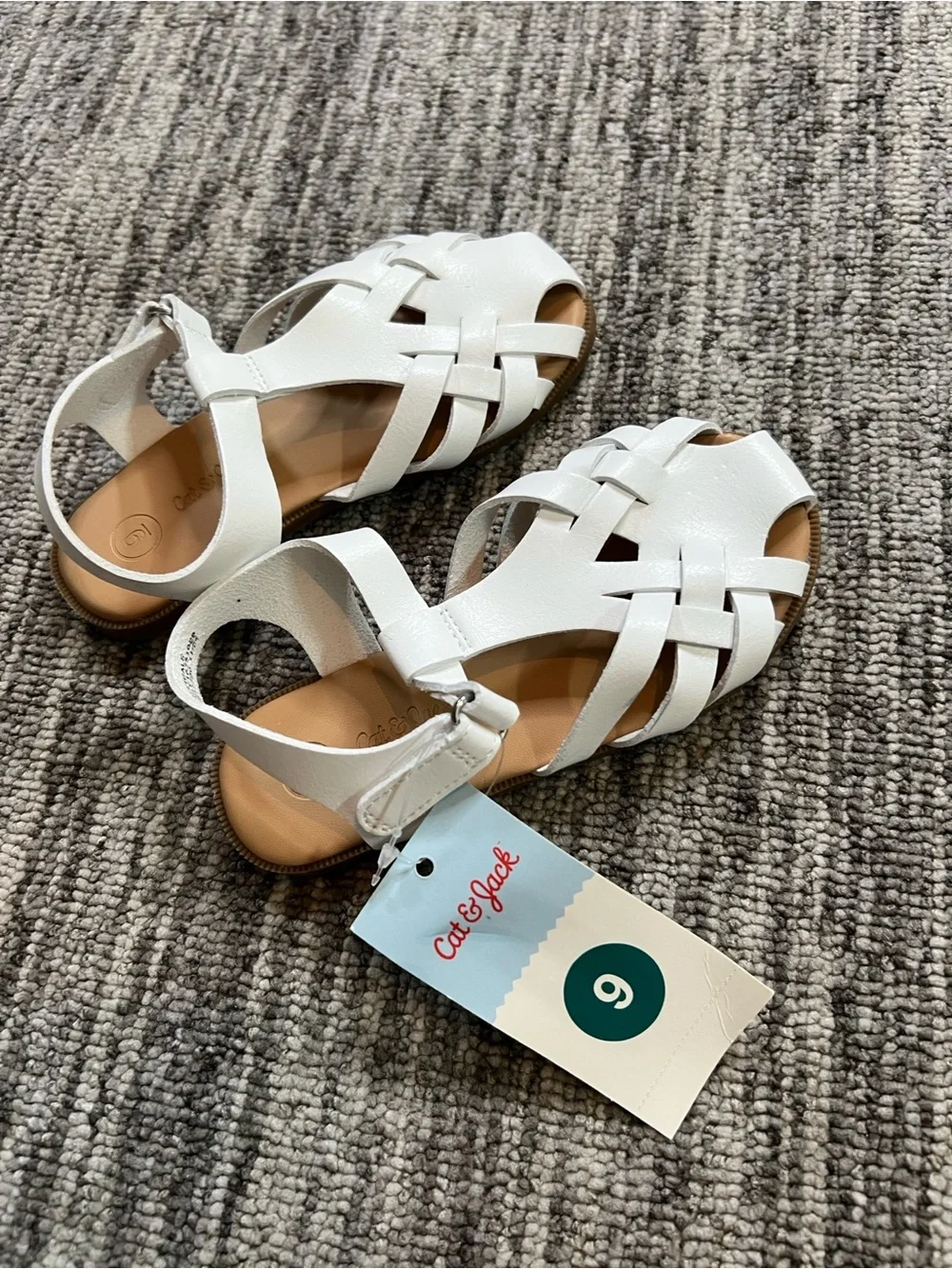Cat & Jack White Girls' Woven T-Strap Sandals